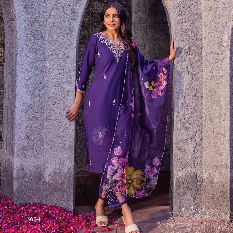 LUXURY VISCOSE MODAL SILK DESIGNER SUIT WITH PURE HANDWORK. SIZE 38 TO 44 1