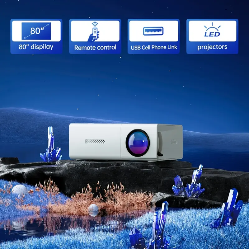 Professional Hd Mini Projector For Home Theatre And Outdoor Camping, Compatible With Hdtv, Usb Sd And Stand, Compatible With A Wide Range Of Devices, Suitable For Outdoor Camping/Home Theatre Audio Crystal 6