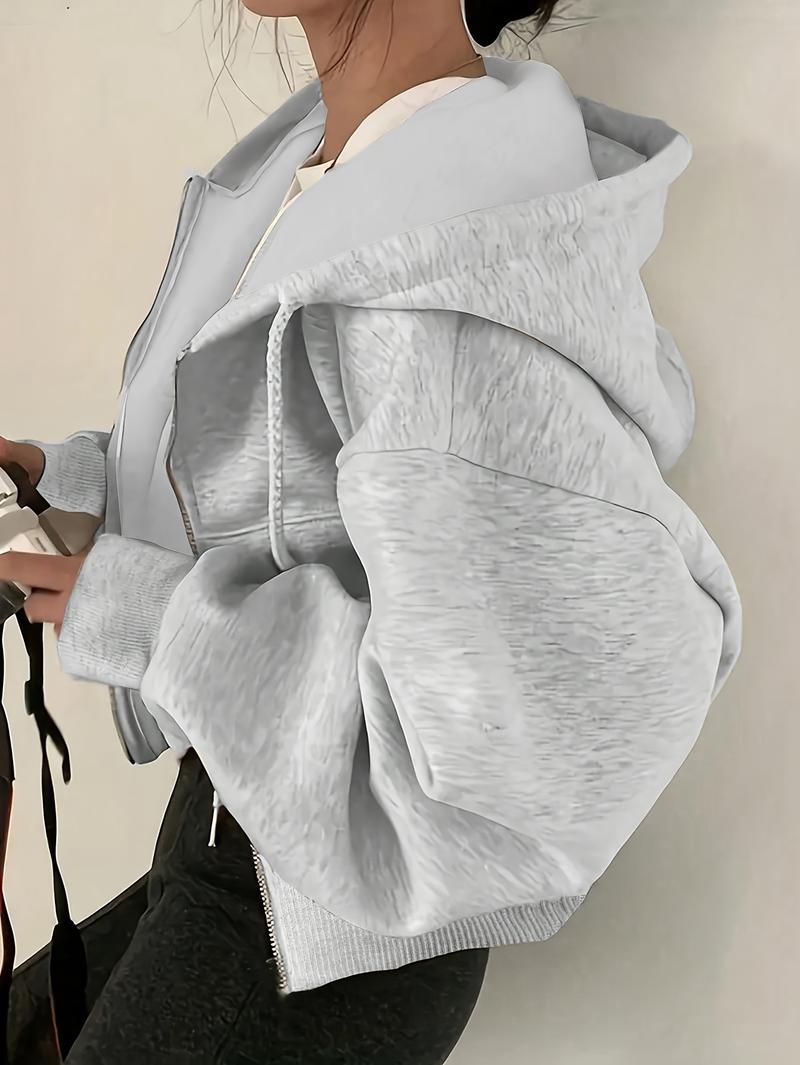 Product Introduction of Cozy Drop Shoulder Hoodie - Fashion Hoodies with Kangaroo Pocket, Casual Zipper Long Sleeve Drawstring Sweatshirt, Soft Women's Clothing for Everyday Wear 9