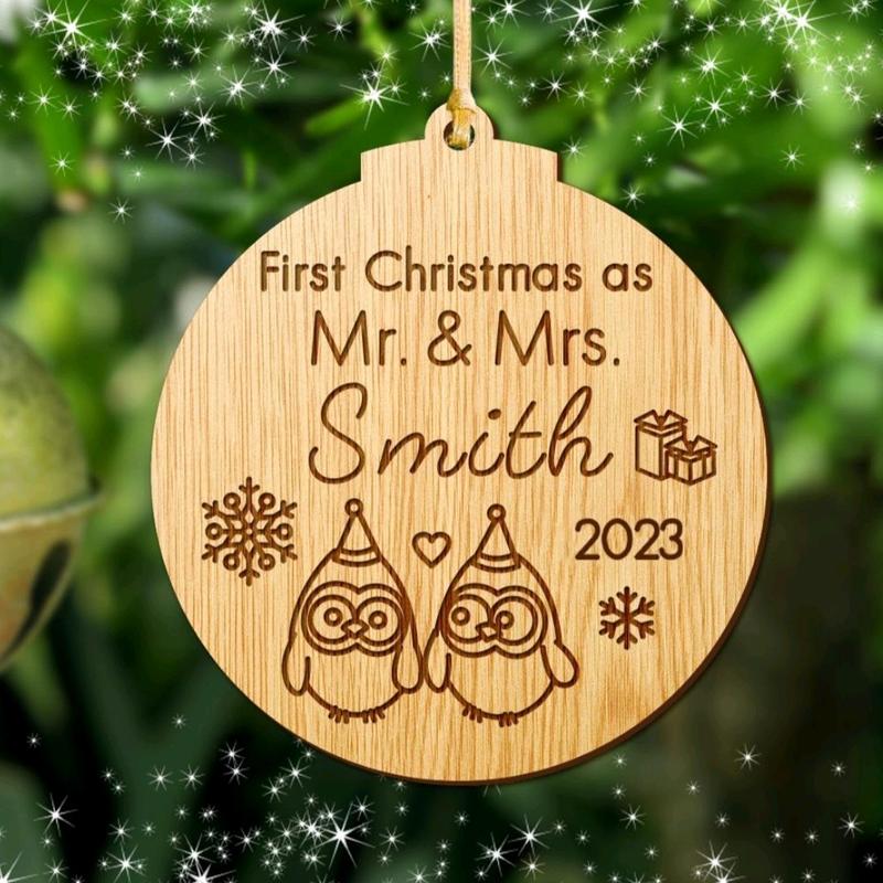 Christmas Wooden Baubles Handmade Personalised Decoration Ornaments Decor Gift 2