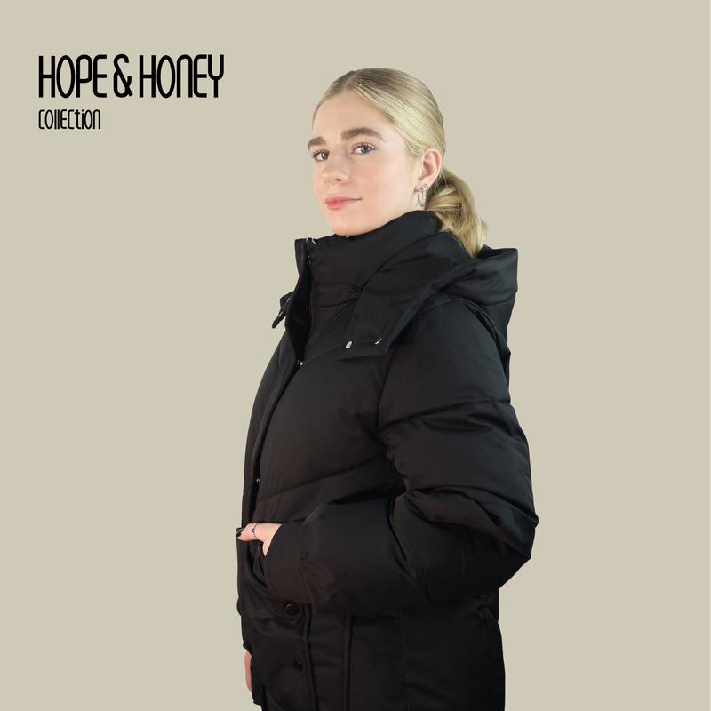 【SIZE 6-26】HOPE & HONEY Classic Hooded Puffer Jacket Water-Resistant Windproof, Thick Fabric with Detachable Hood and Drawstring Hem Women’s Quilted Winter Coat 5