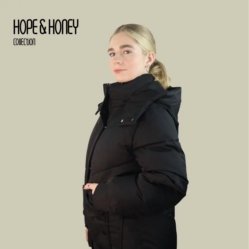 【SIZE 6-26】HOPE & HONEY Classic Hooded Puffer Jacket Water-Resistant Windproof, Thick Fabric with Detachable Hood and Drawstring Hem Women’s Quilted Winter Coat 5