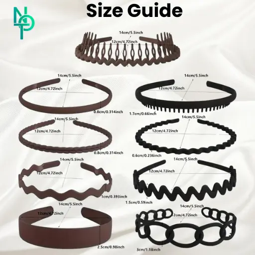 9pcs Fashionable Hair Hoop set | Multicolor Stylish Hair Hoop | Headbands with Comb | Hairbands for Women and Girls | UK Seller | Ready to Ship 1
