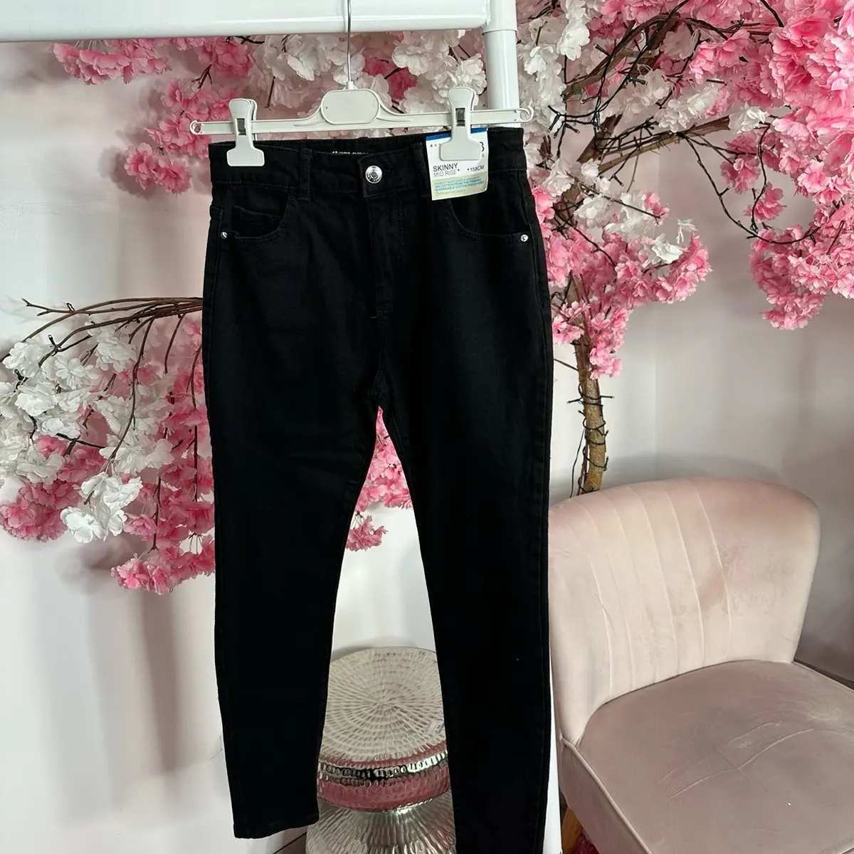 [OSCK] Black Skinny Midrise Kids Unisex Jeans