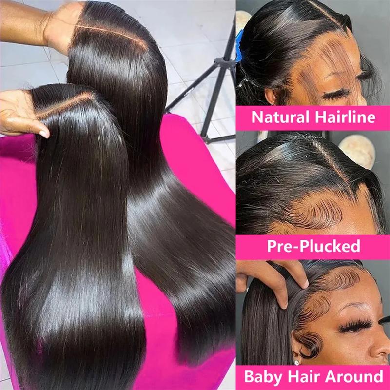 Product Introduction of Wear Go Glueless Wig 30 32 Inch Bone Straight 13x6 HD Lace Frontal Wig Ready To Go Human Hair HD Glueless Wigs Pre plucked 7