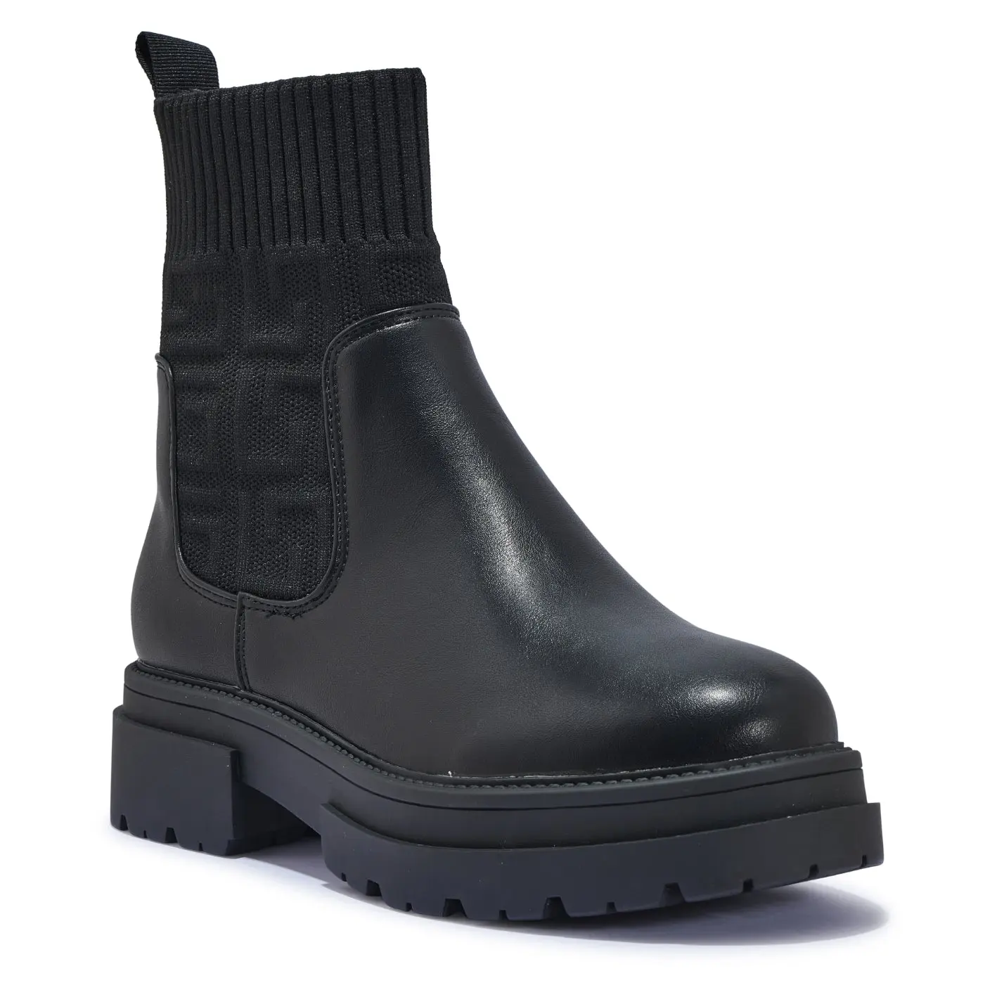 CHANTE BLACK KNIT BIKER BOOTS