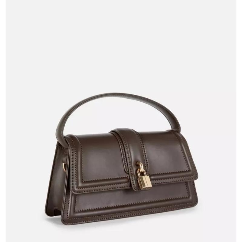 Ladies Fashionable Bag with Padlock Charm - Rectangular Shape and Long Handle for Any Occasion 1