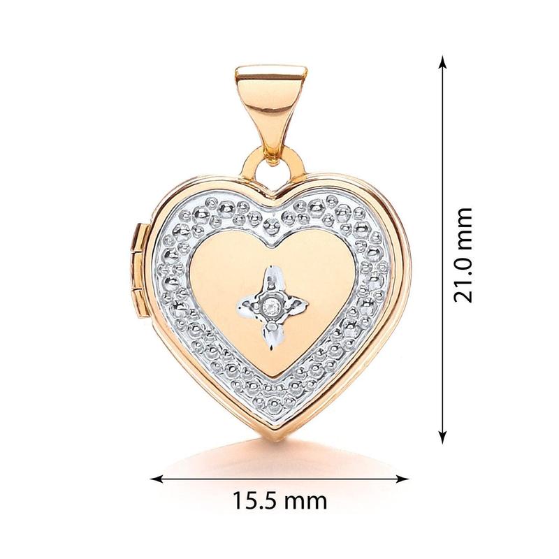 9ct Yellow And White Gold Heart Shape Locket With Diamond 118051 1