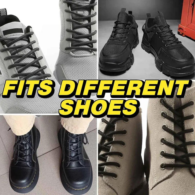 Round Boots Shoelace, 4mm Diameter Outdoor Work & Hiking Boots Shoe Laces, Premium Round Shoelaces for Trainers Shoes 5