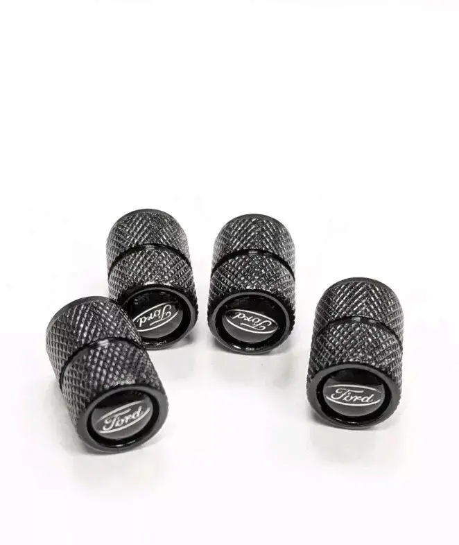 ford DELUXE BLACK TIRE VALVE DUST CAPS STEM COVERS UNIVERSAL FIT RUGGED x4
