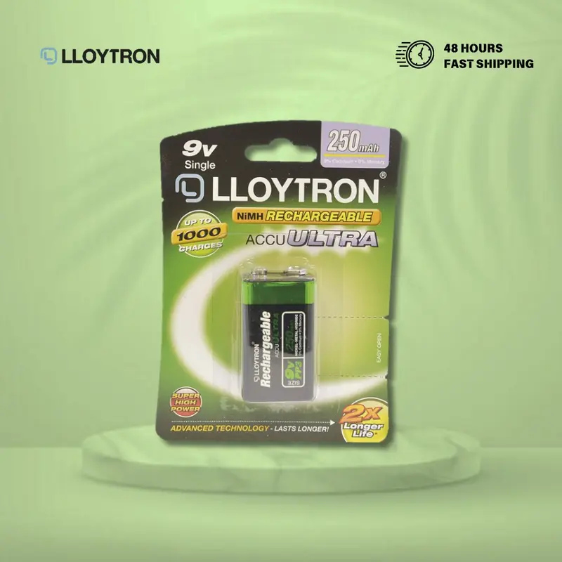 LLOYTRON 9V PP3 250 mAh NiMH RECHARGEABLE Battery 2X LONGER 1000 CHARGES Accessories Batteries Card Electronic Smartphone Plug Phone 0