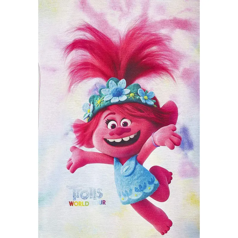 Trolls Nighty Nightdress Poppy Nightwear Pyjamas Pjs Nightie Girls World Tour Night Bed Dress Nightwear Sleepwear Short Sleeve Purple Pink Lilac Tie Dye 2