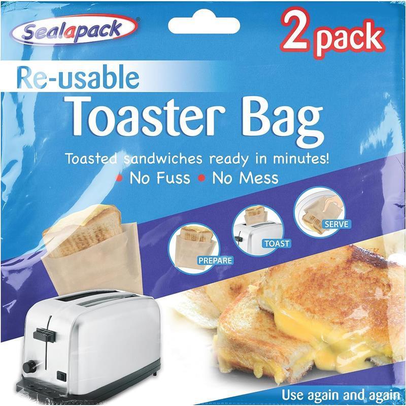 SAP010-24 Re-Useable Toaster Bag, Plastic, Silver (Pack of 2) - Kitchen Accessories - Containers Bakeware Utensils Handy Reusable 2