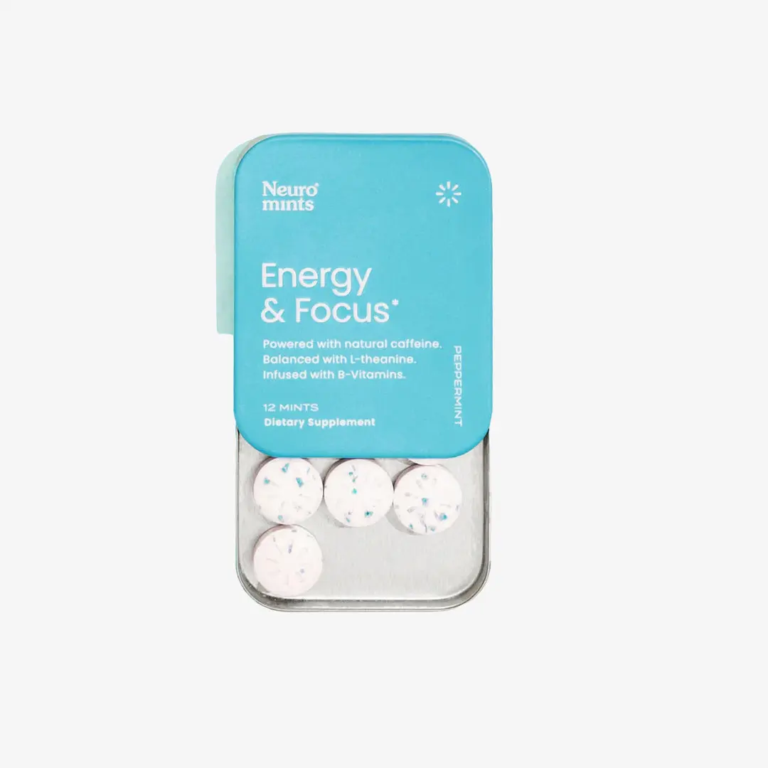 Neuro Mint - Energy & Focus - Peppermint (40mg Natural Caffeine, Vitamin B6 & B12, L-Theanine) Healthcare Dietary