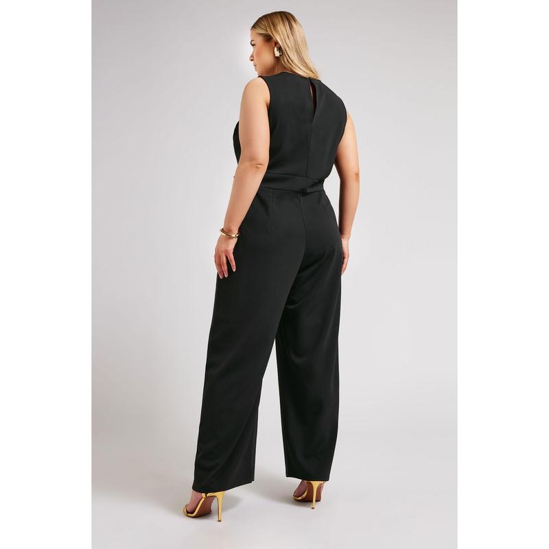 YOURS LONDON Curve Black Sleeveless Wide Leg Jumpsuit 2