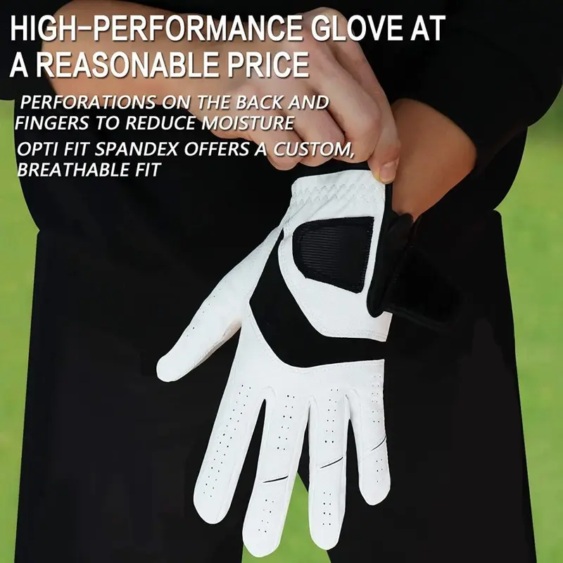 TEN Golf Gloves Men Left Right Hand Cabretta Leather Multipack All Weather Soft Value 5 Pcs, Golf Gloves Mens for Right Left Handed Golfer Rain Grip Comfortable 4