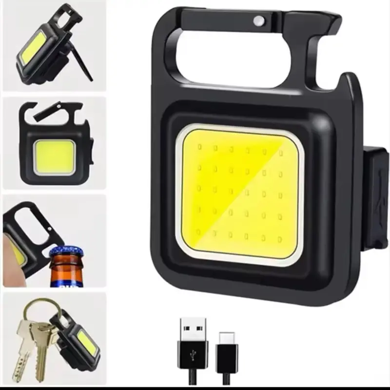 USB Rechargeable LED Portable Bright COB Pocket Clip Lantern Keychain Light for Outdoor Work