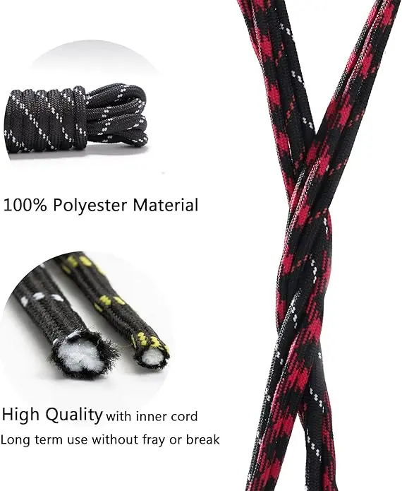 Round Work Boot Laces Heavy Duty,Strong Boots Laces for Walking Boots,Hiking Boots, Steel Toe CapBoots, Safety Boots, Hunting Boots,Thick Replacement Boot Shoelaces for Men Women Adults Footwear Bridal 1