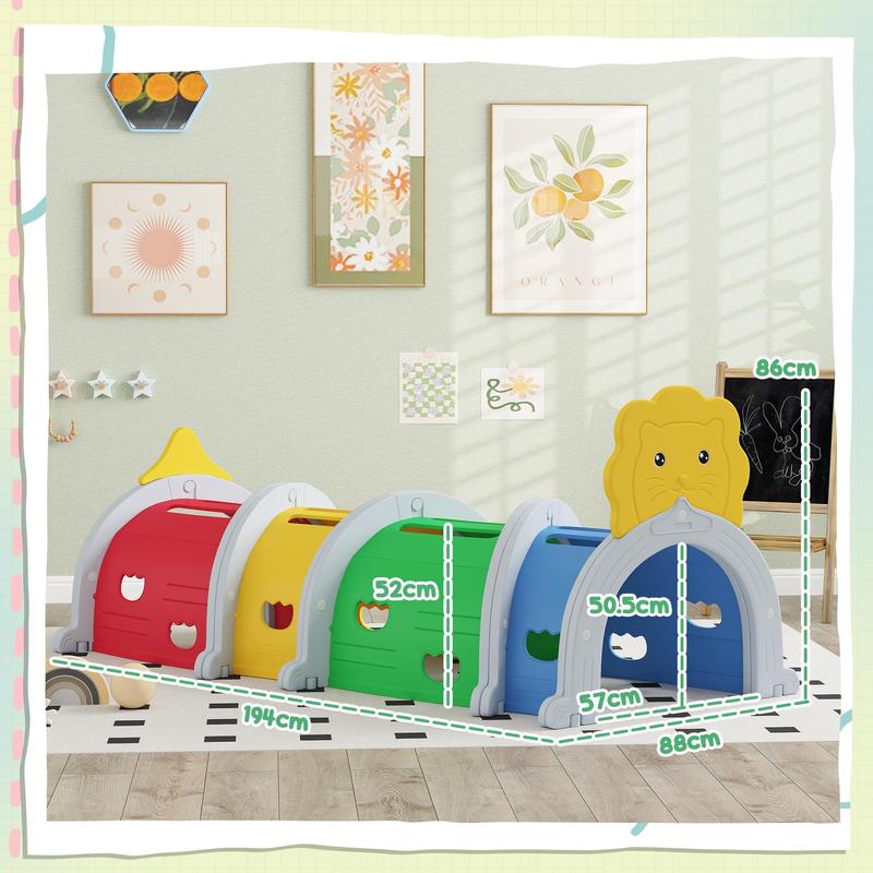 AIYAPLAY Kids Tunnel, Play Tunnel for Kids 3-6 Years Crawl and Climb, Lion Design Toddler Baby Tunnel, Kids Playground for Indoor Outdoor, Multicoloured 3