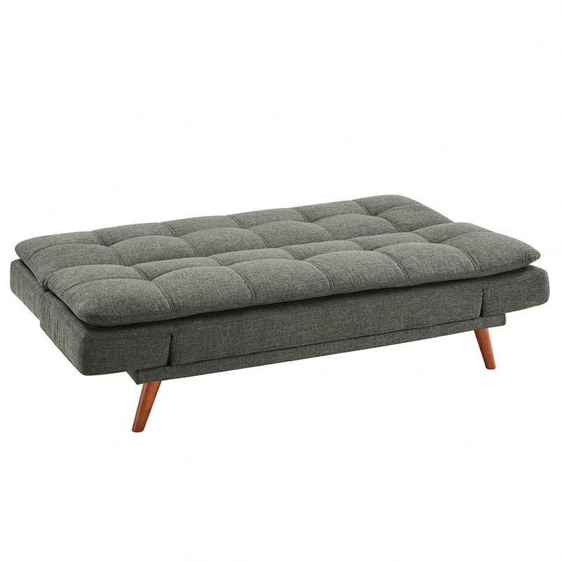 Duncan Fabric Sofa Bed With Wooden Legs and Adjustable Armrests, Light Grey 2