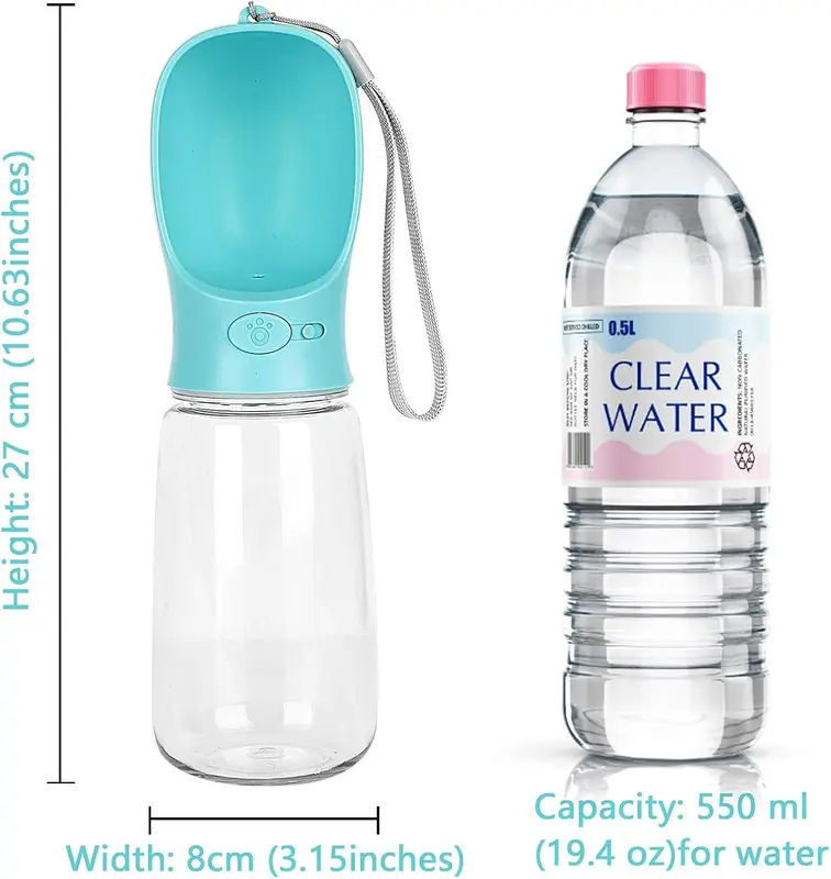 Dog Water Bottle, Leak Proof Portable Puppy Water Dispenser, 550ml Antibacterial Water Feeder For Pets 1