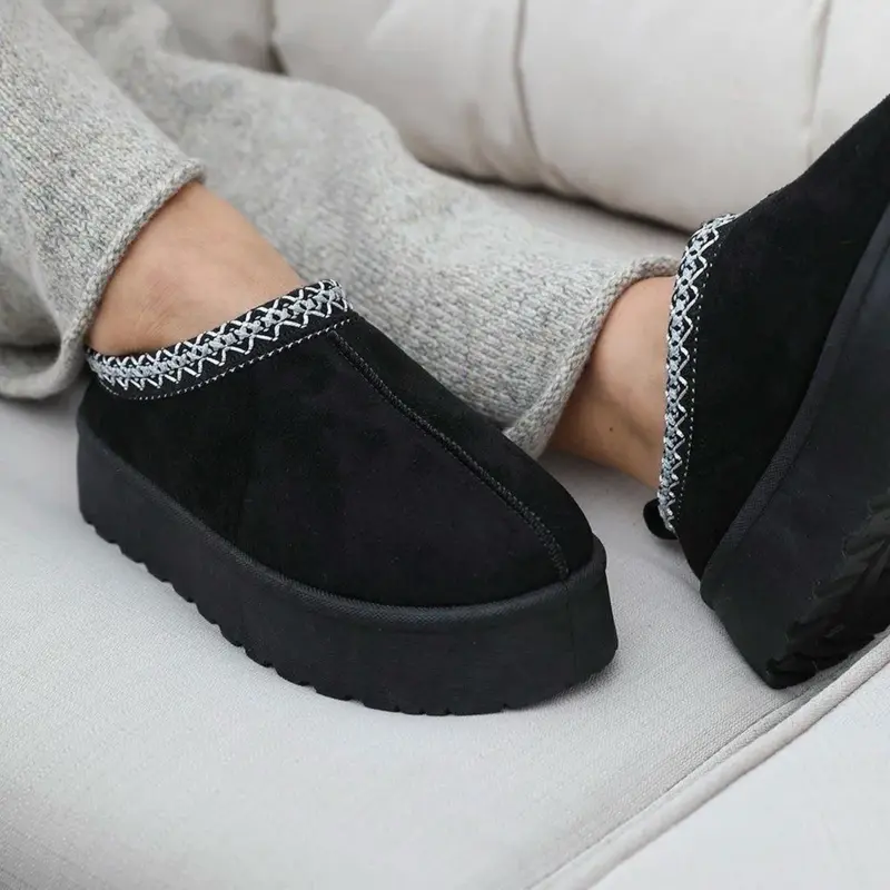 Women Flat Round Toe Faux Sued And Fur Line Mule Slippers Winter Footwear Size UK 3-8 Comfort Walking Shoes Girl Shoe Nail Active Valentine Gift For Her Valentine Gift Valentine Sale Valentine Day Shoes Suede Slide outdoor slippers 8