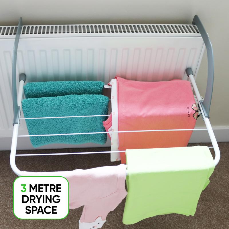 1x GREY Over Radiator Clothes Airer Accessories Laundry Plastic Rack 8