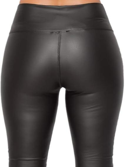 Women's Ladies Wet Look Matte PU Faux Leather High Waist Biker Leggings Sexy Design 6