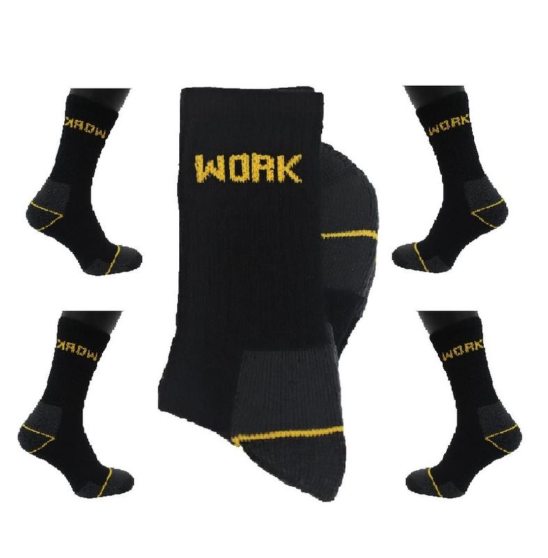10 Pair Men's Heavy Duty Work Socks Black Reinforced Heel & Toe Rich  Optimal Comfort - Size UK 6-11 Cotton Plain Summer Winter Ankle Menswear Basic Stretch Top Medium Polyester 1
