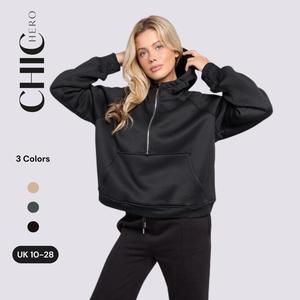 ChicHero Women Oversized Hoodies Half Zip Long Sleeve Hoodie
