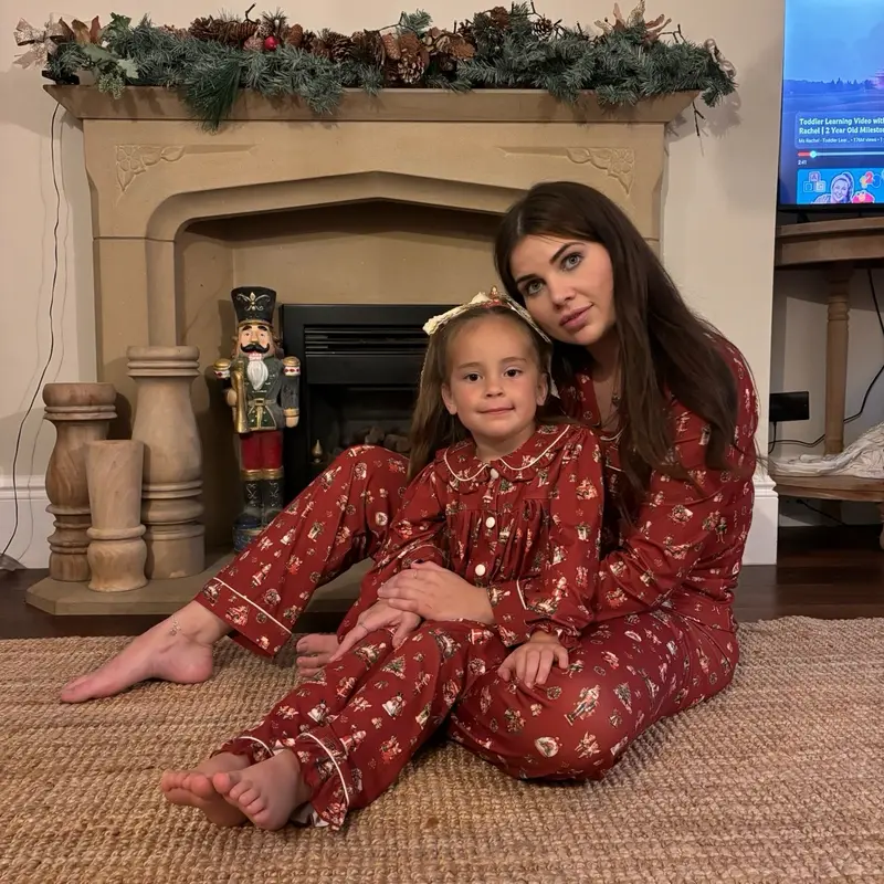 Girls Christmas Family PJs traditional vintage snowman Santa pyjamas matching 3