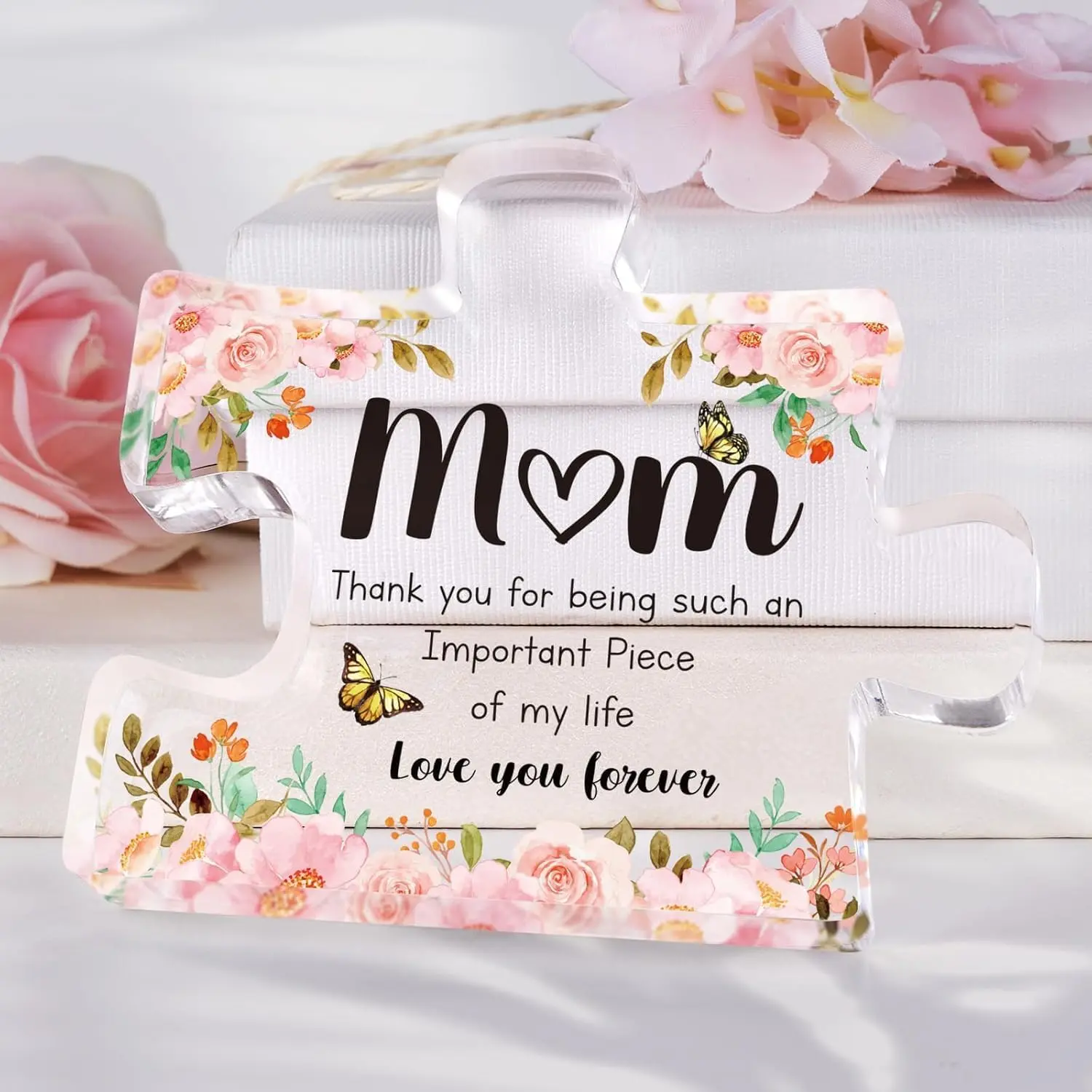 Cool Mom Presents from Daughter,Son, Engraved Acrylic Block Puzzle Birthday Gifts for Mother 10 x 8.5cm,Heartwarming Mom Birthday Gift, Ideas Paperweights