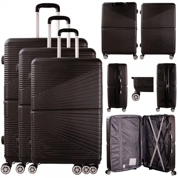 LUGGAGE OUTLET BLACK 20” 26” 28” ultra lightweight expandable 360 wheel rotation detachable wheels for 20” 26”.