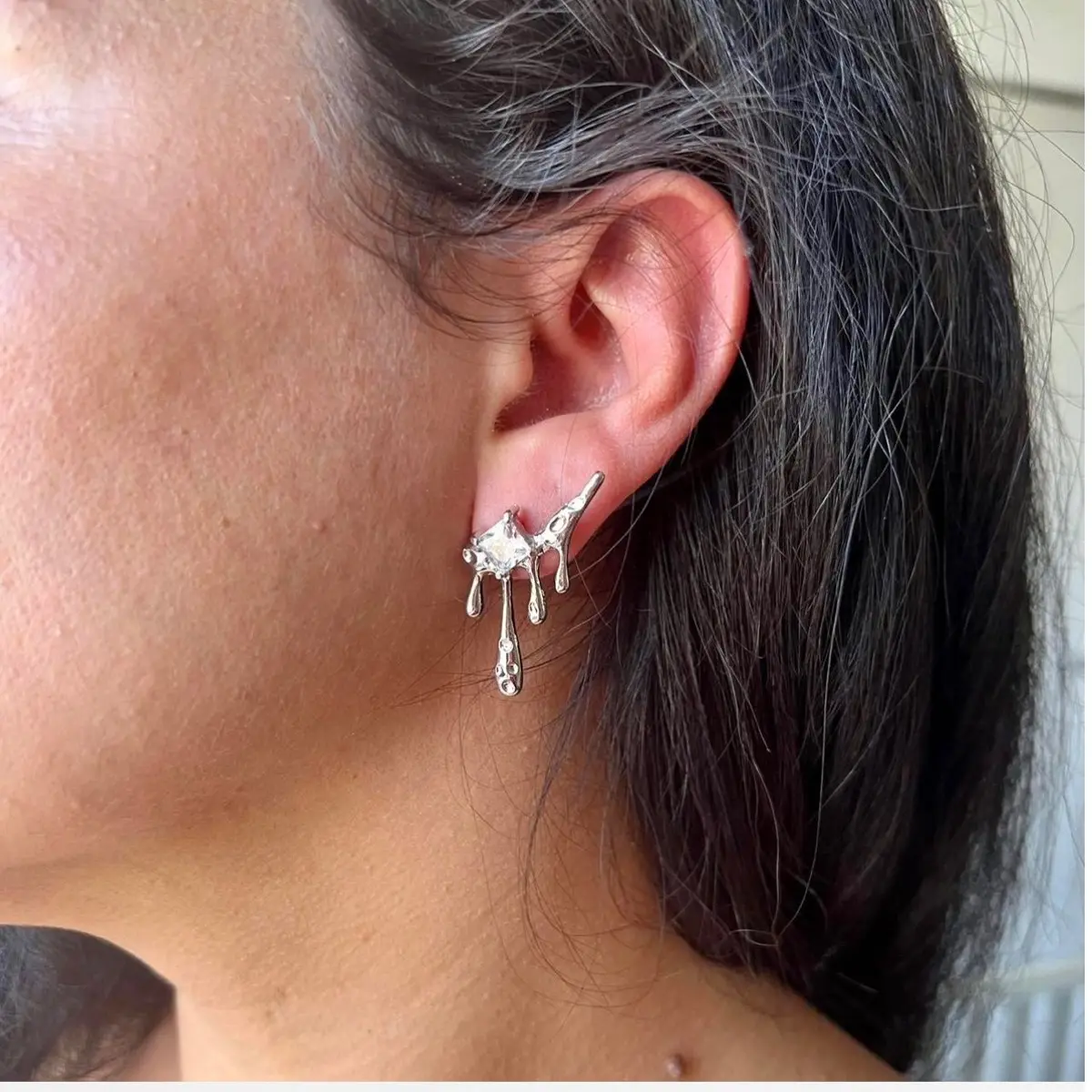 Silver Lava Stud Earrings