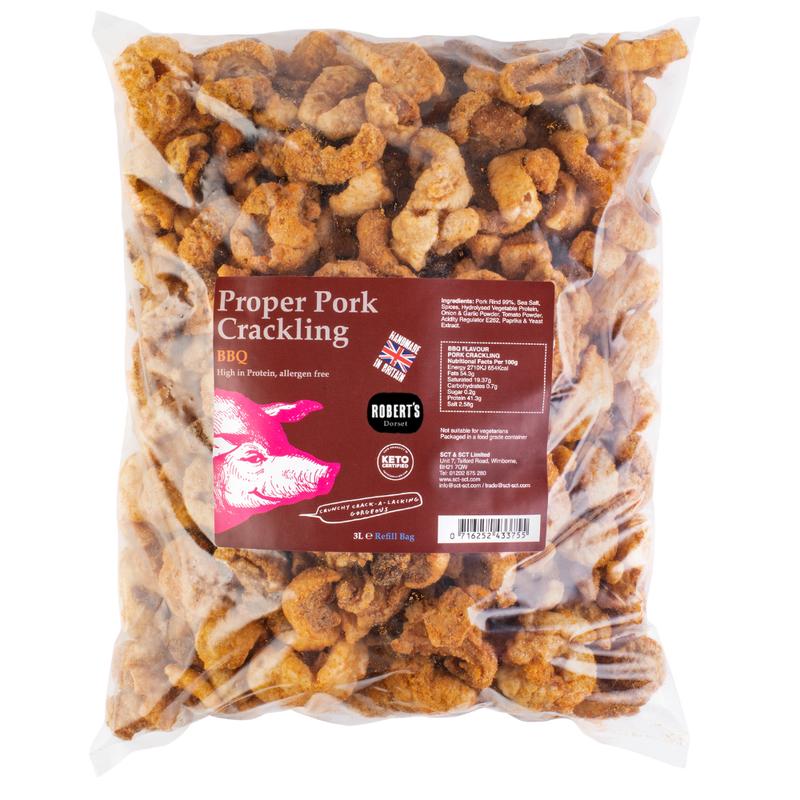 Proper Pork Crackling - 3L Refill Bags – Available in Multiple Flavours - Keto-friendly, Allergen-Free, Low Carb & High Protein, Handmade in Britain Salt Snack 1