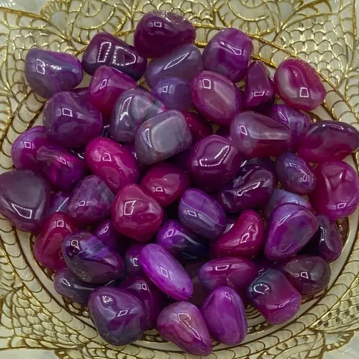 Pink Coloured Agate Tumblestones - Emotional Balance & Love