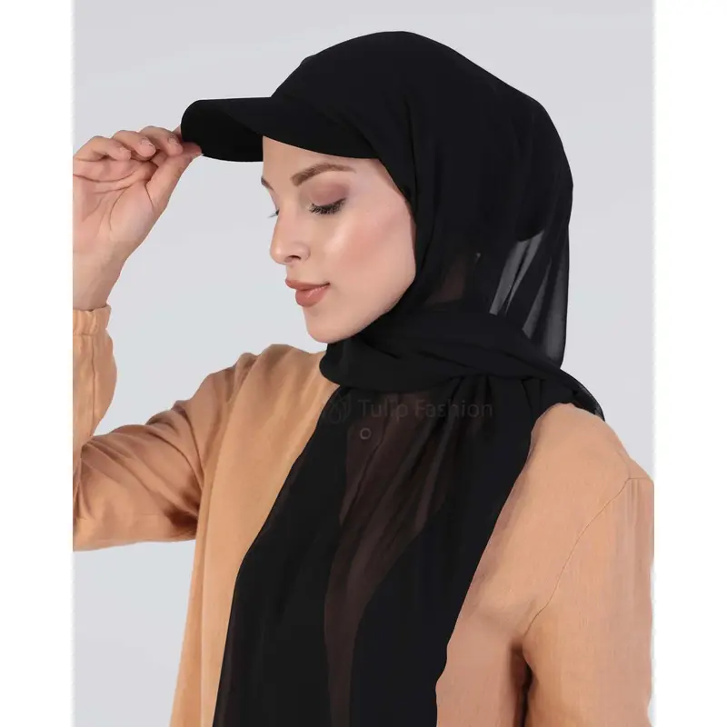 Hijab - Instant chiffon cap - Black 5
