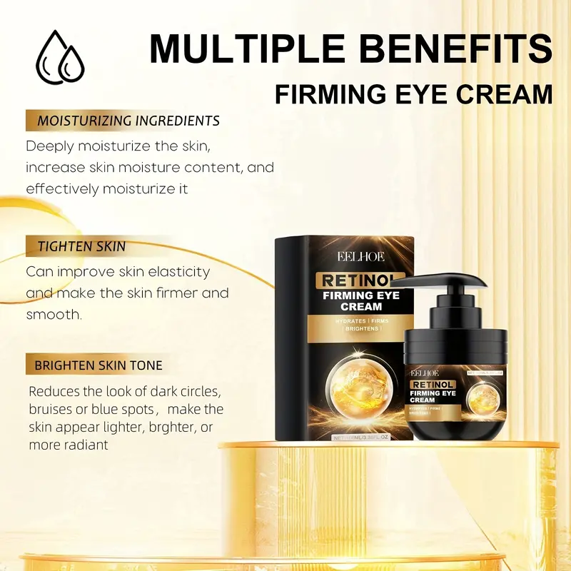 EELHOE Retinol Firming Eye Cream, 3.38oz - Hydrates & Smooths Fine Lines, Moisturizes Skin Around Eyes, Low-Allergy Formula with Aloe Vera, Suitable for All Skin Types 1