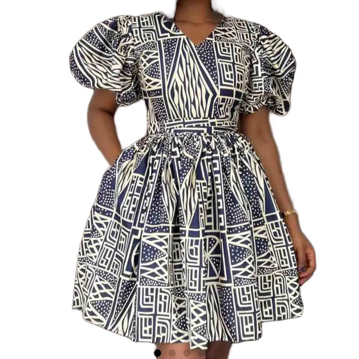 Ankara  short ball dress with tribal print and puff sleeves - Casual Womenswear Summer boohoo modest