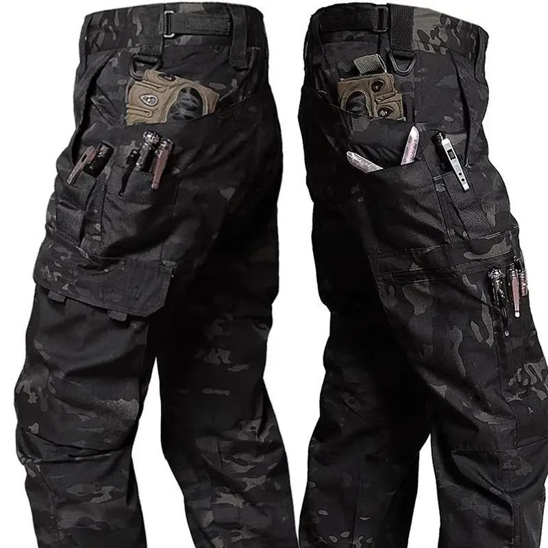 【2025】2024 Men's Tactical Pants Outdoor Work Casual Cargo Trousers Waterproof Multi-pocket Wear-Resistant Outdoor Training Trousers