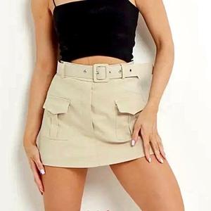 Women's Versatile Solid Color Pockets Belt Decor Skort(Size 6-20),Comfort Womenswear,All-Match Women Teen Girls Clothes,Dress Skorts,A Line Skort