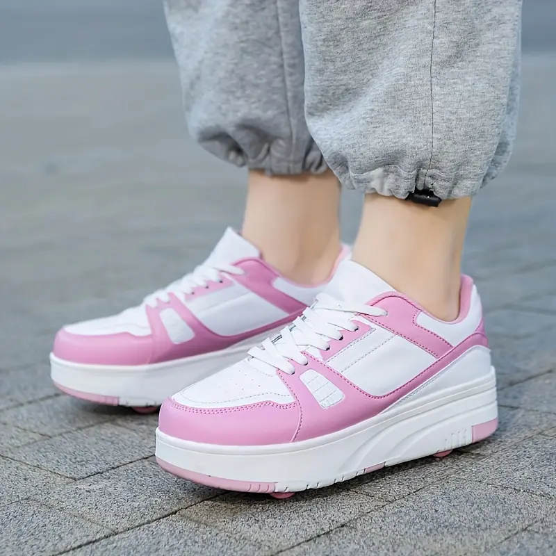 Comfy Lace Up Roller Shoes for Girls - Detachable Wheels for Outdoor Fun 4