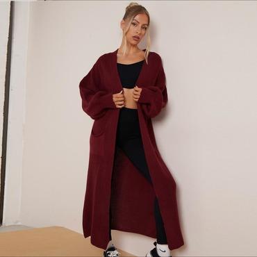 WOMENS LONGLINE BALLOON SLEEVE KNITTED CARDIGAN WITH POCKETS 4