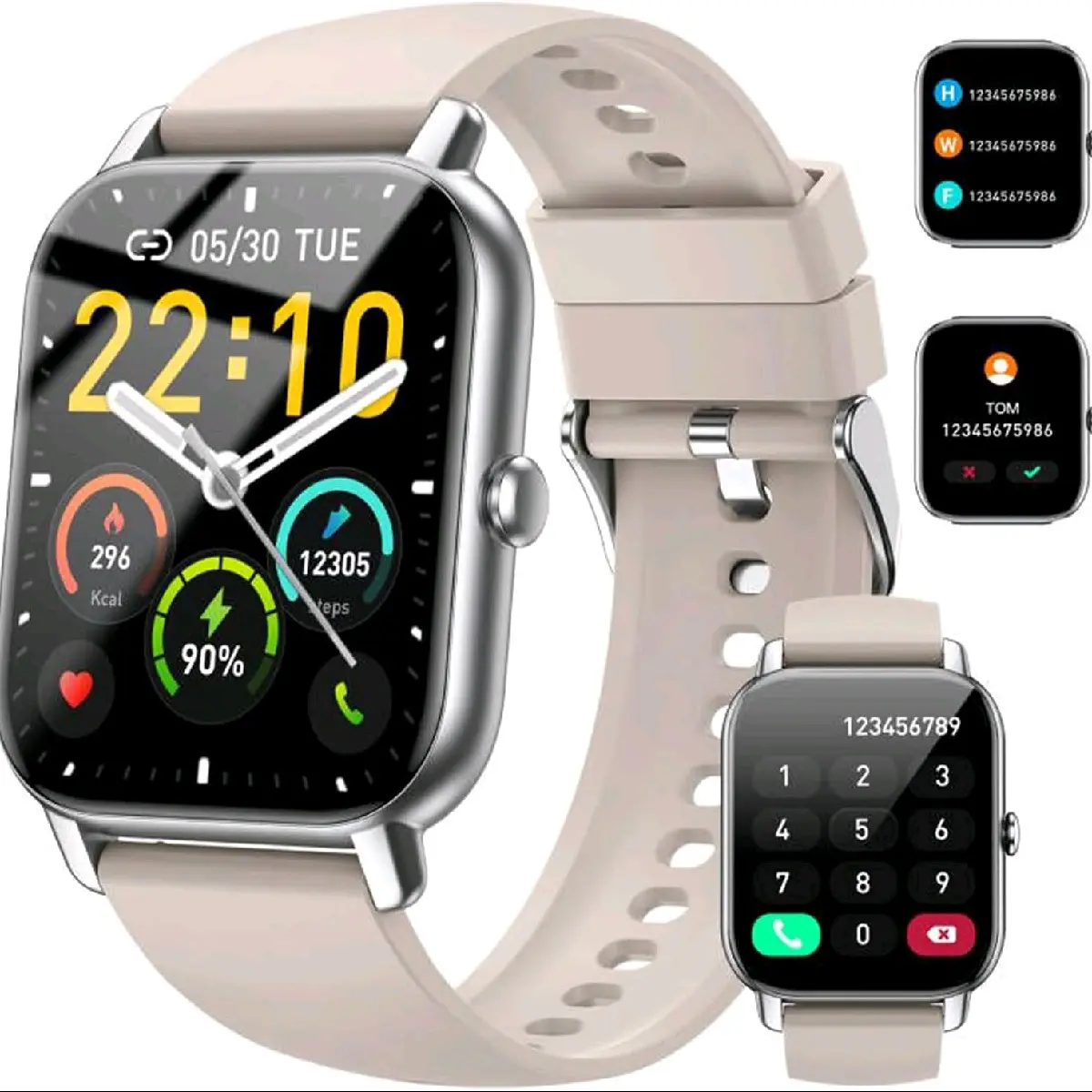 Smart Watch for Men Women, 1.96" HD Smart Watches Answer/Make Calls, Fitness Watch with Heart Rate Sleep Monitor, 113+Sports, Step Counter Activity Trackers, IP68 Waterproof Smartwatch for IOS Android Wristwatch Smartphone silicone phone call bluetooth di