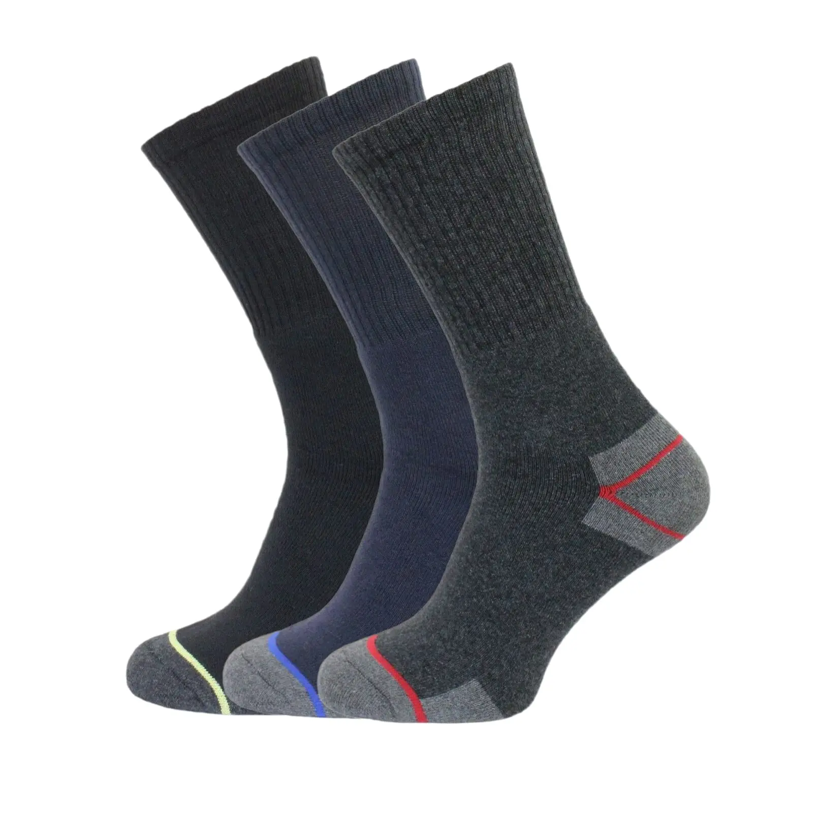 ShopMCR 3 Pairs Men’s Ultimate Work Socks Comfort Thick Heavy Duty Heel and Toe Protection Work Wear Steel Toe Boot Big Foot Socks (11-14)