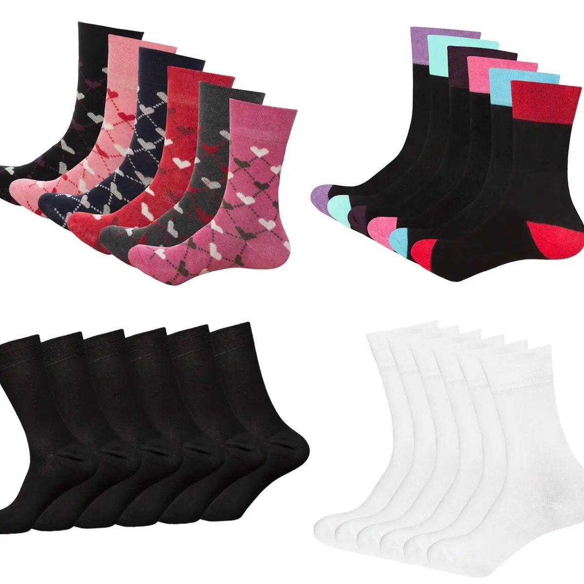 6 Pairs Diabetic Socks Ladies Non Elastic Loose Top Soft Grip Cotton Rich UK 4-7