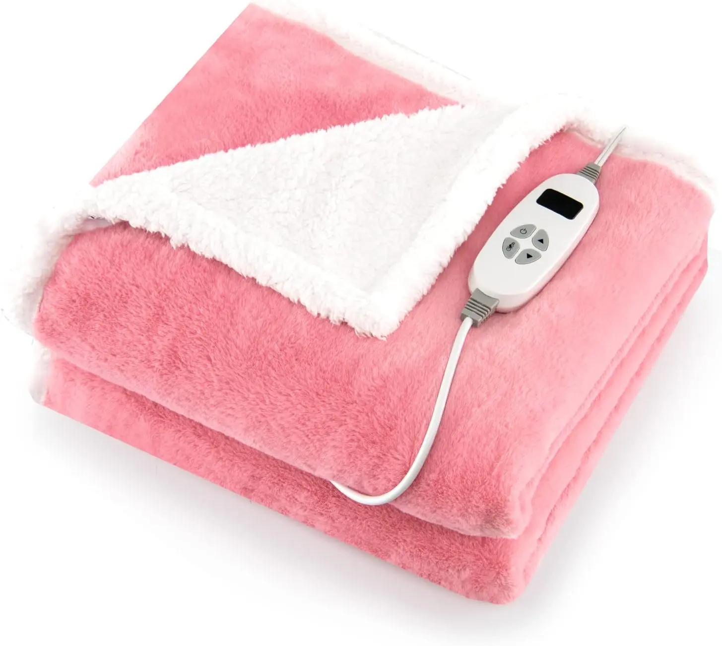 COSTWAY Electric Heated Throw Blanket, Reversible Sherpa Fleece Electric Over Blanket with 4-10 Heat Levels, 8-9-Hour Auto-off Timer & Overheat Protection, Machine Washable Heating Throw