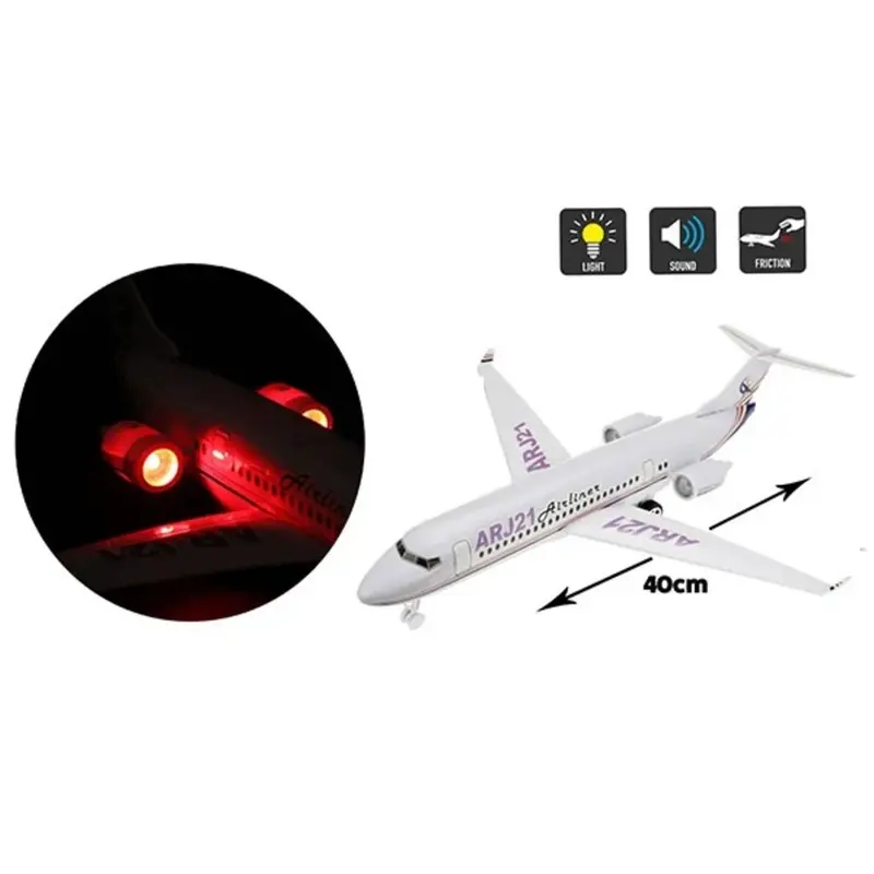 UMKYTOYS Friction Powered Passenger Airplane Toy for Kids with Light and Sound Aircraft Model Machine Play Vehicle Collection Gift for Kids Boys Girls 1