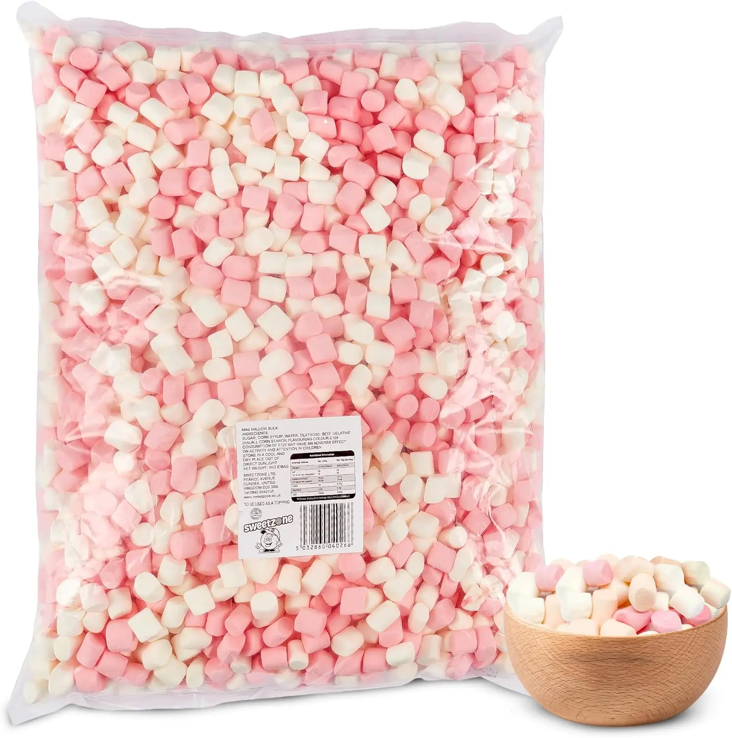 Sweetzone Mini Pink & White Marshmallows 1kg Bag *Halal*