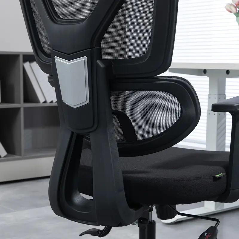 Vinsetto Ergonomic Office Chair, Mesh Swivel Desk Chair with Lumbar Support, Padded Seat, Adjustable Height and Headrest for Home Office, Black 8